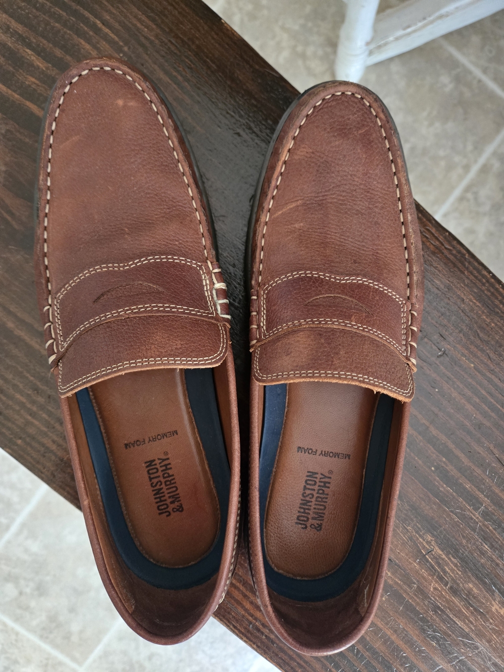 Johnston & Murphy Men's Brown Leather Penny Loafers